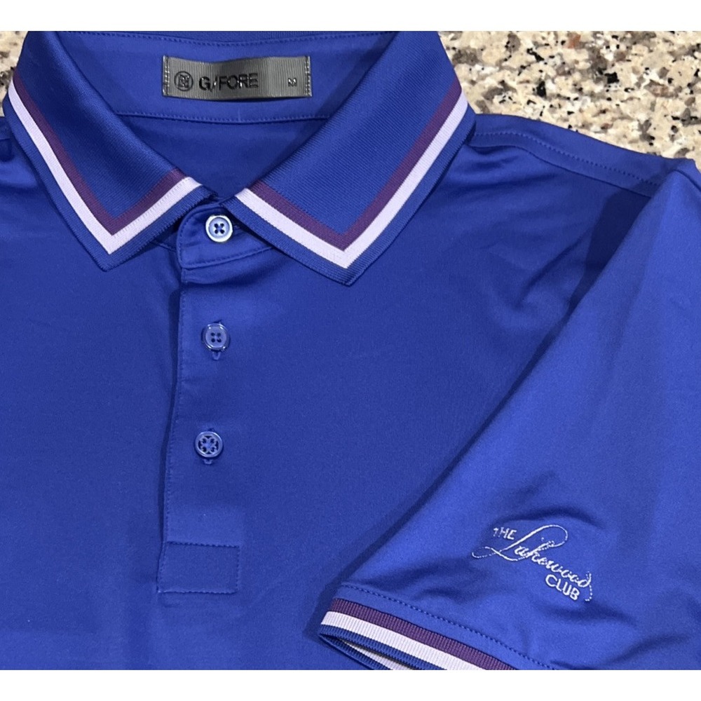 G/Fore Short Sleeve Polo Shirt The Lakewood Club Blue Modern Fit Mens Medium